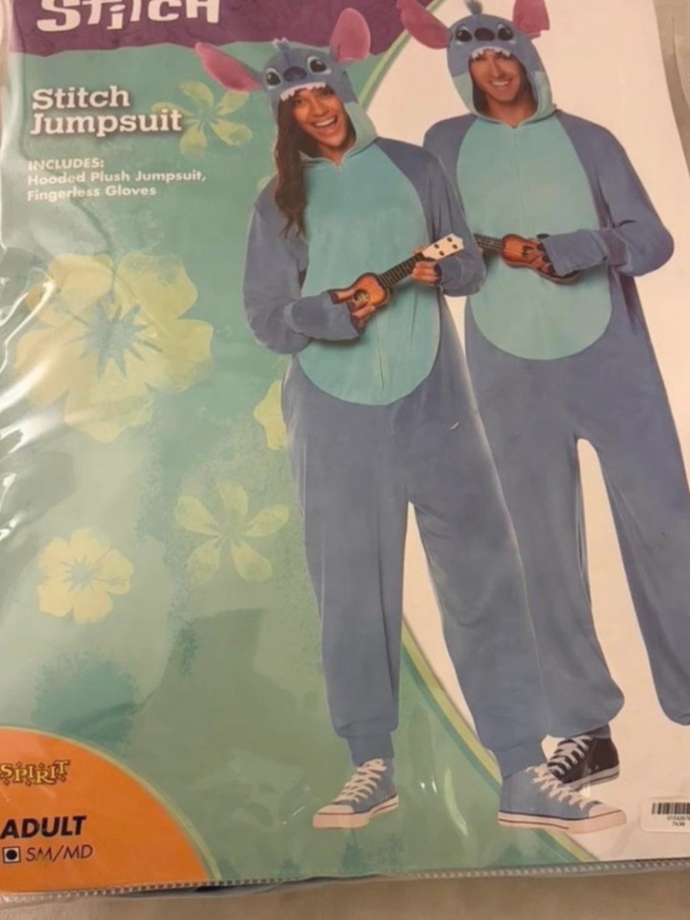 Disney Stitch Hooded Plush Jumpsuit in Light Blue and Aqua